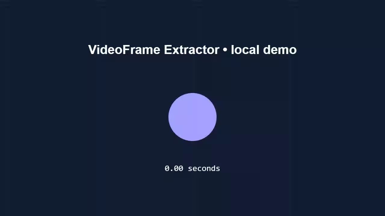 Actual extracted demo frame showing a purple moving circle and a zero-second timestamp